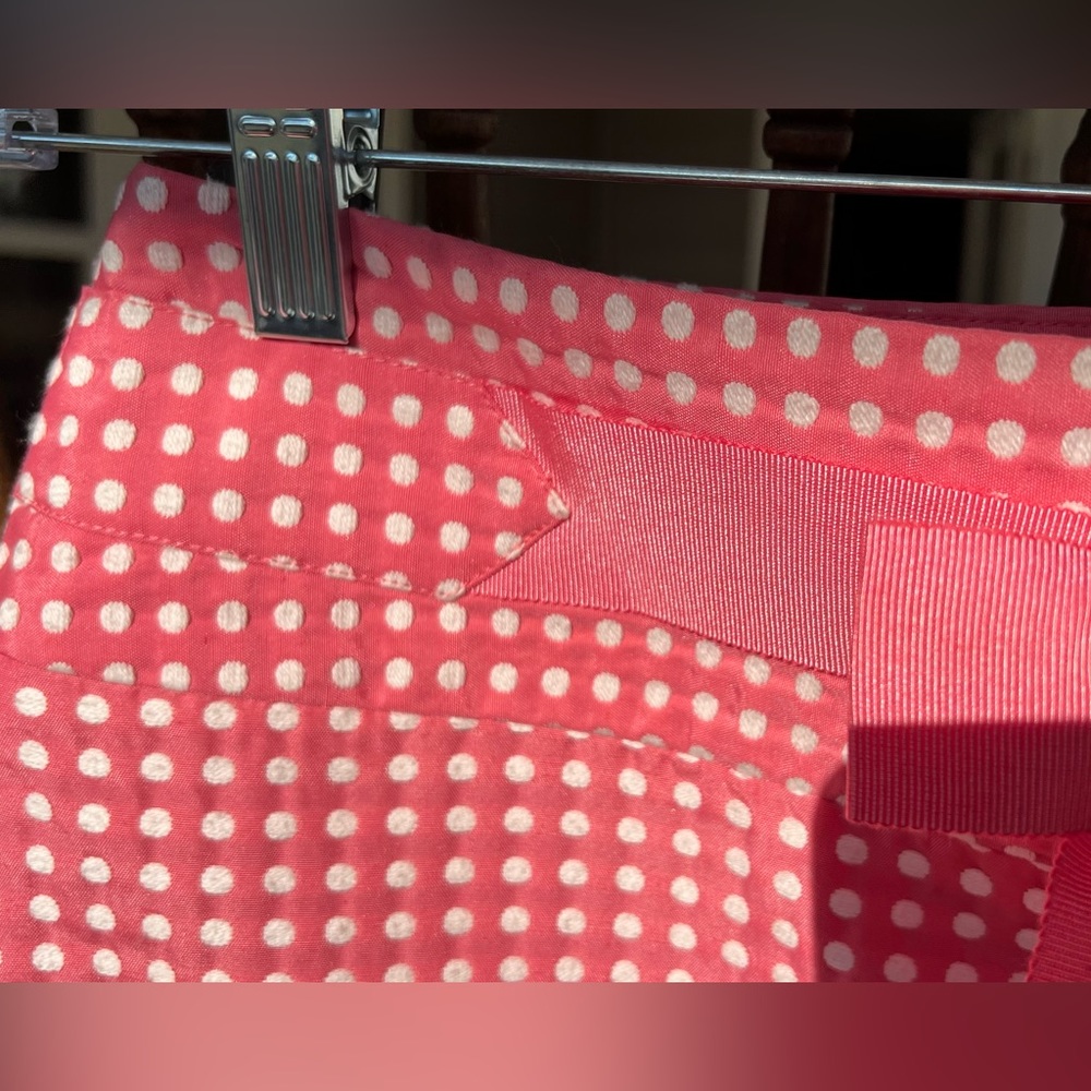 LOFT Pink White Polka Dot Side Zip Pencil Mini Skirt Bow Accent Lined size 6 - Picture 11 of 15
